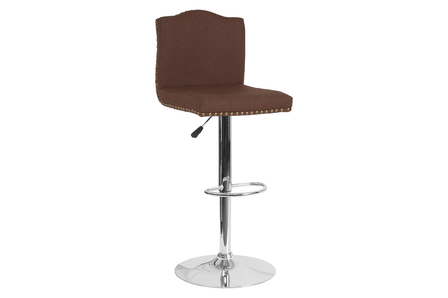 BLNK - Bellagio Fabric Adjustable Height Bar Stool with Accent Nail Trim