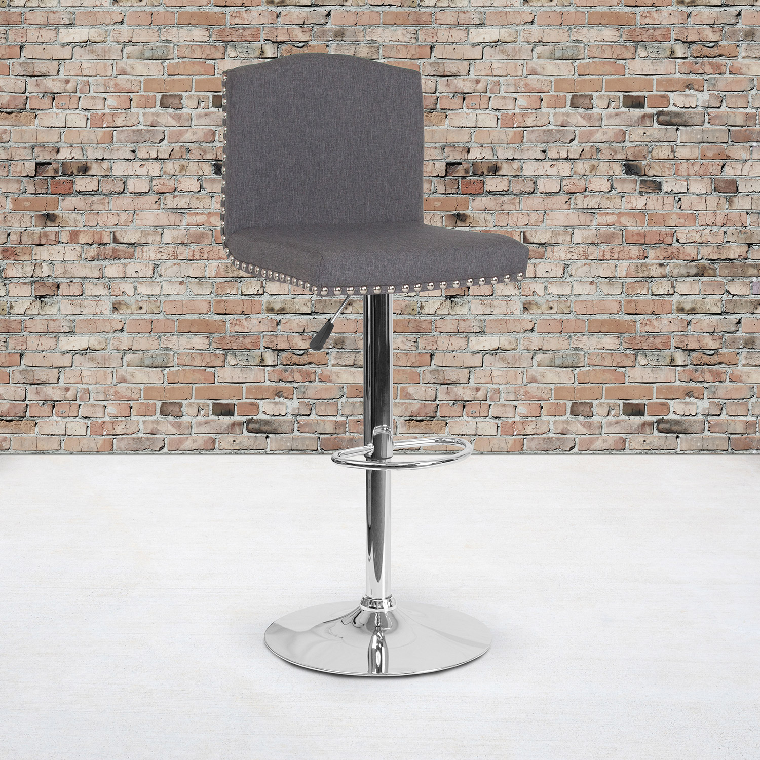 BLNK - Bellagio Fabric Adjustable Height Bar Stool with Accent Nail Trim