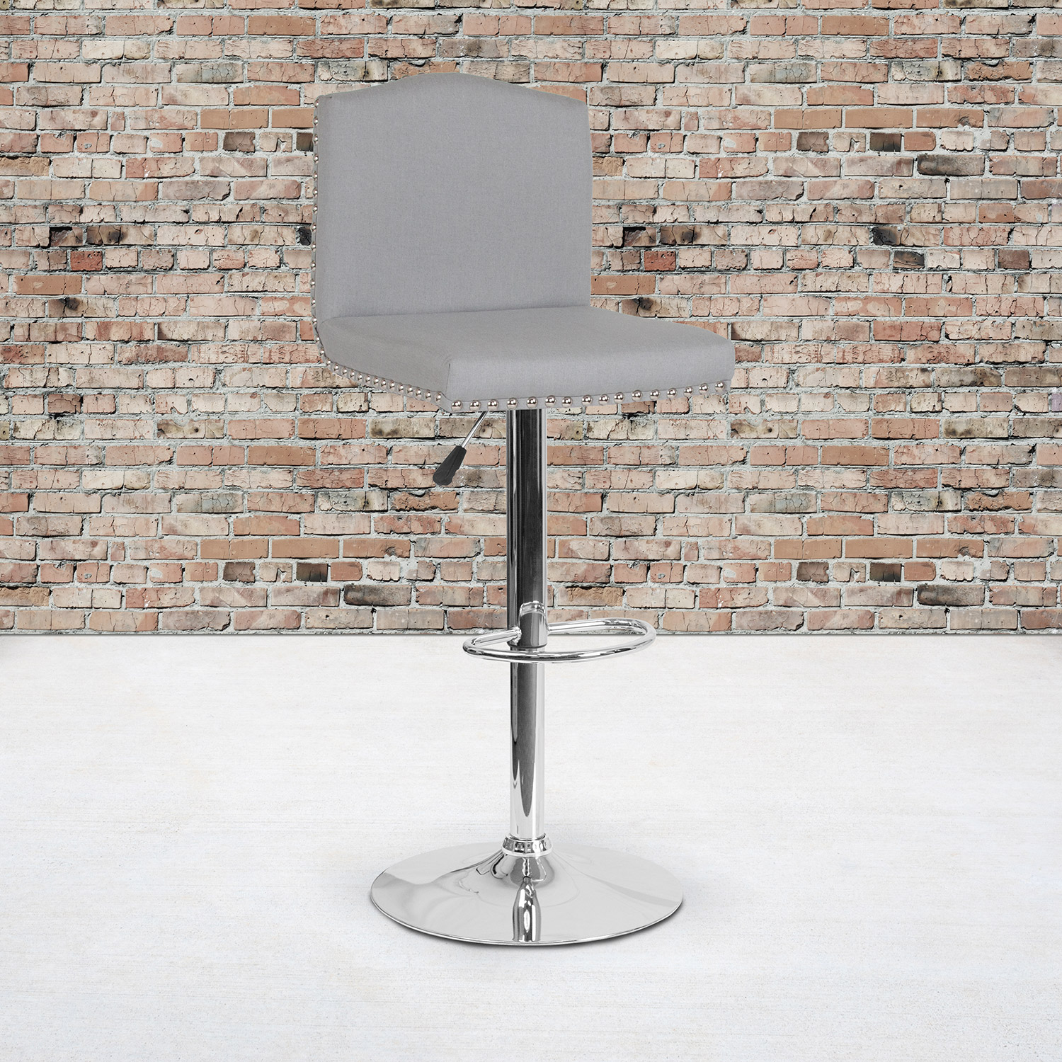 BLNK - Bellagio Fabric Adjustable Height Bar Stool with Accent Nail Trim