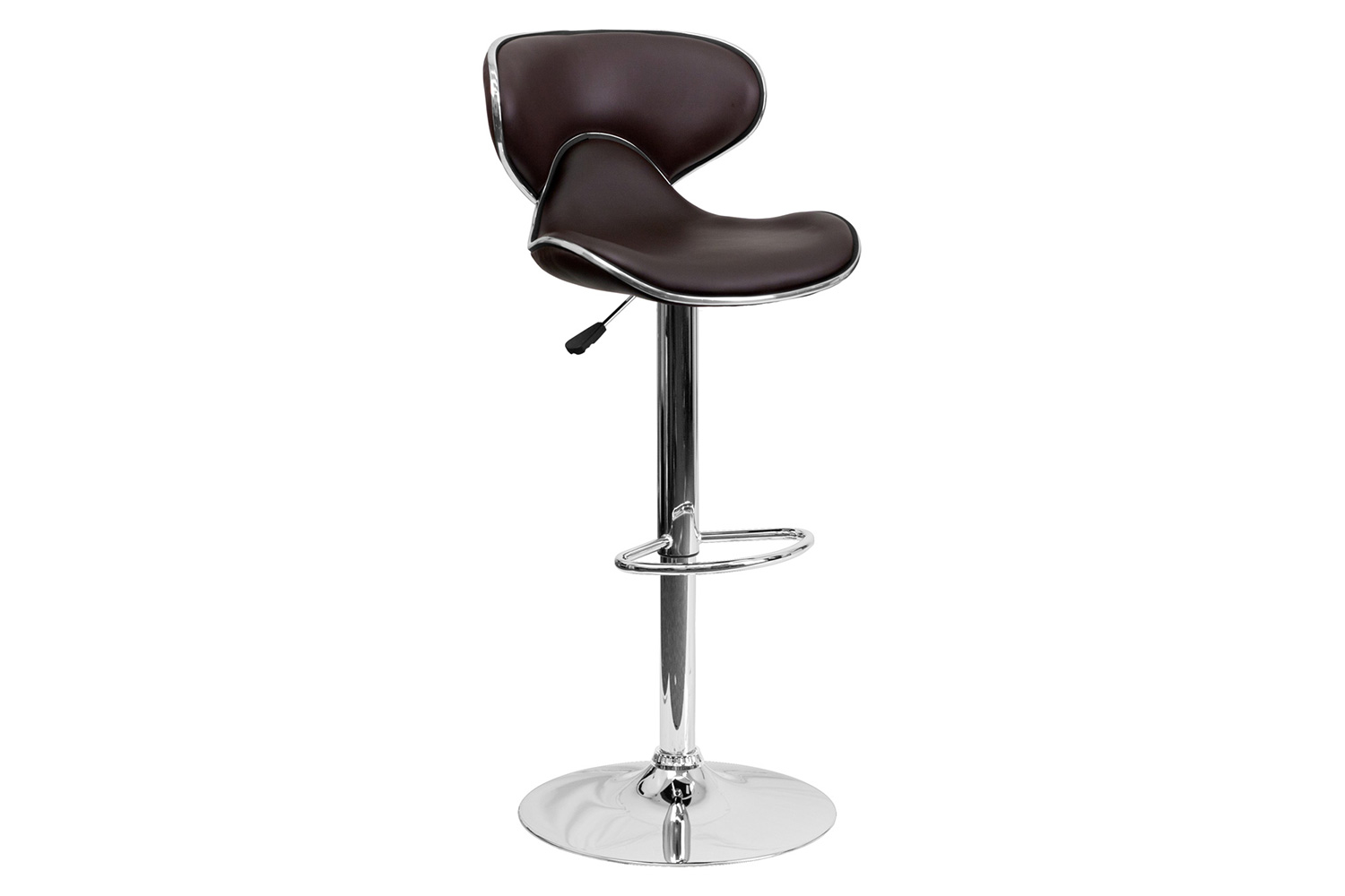 BLNK Devin Vinyl Cozy Mid-Back Adjustable Height Bar Stool with Chrome Base - Brown