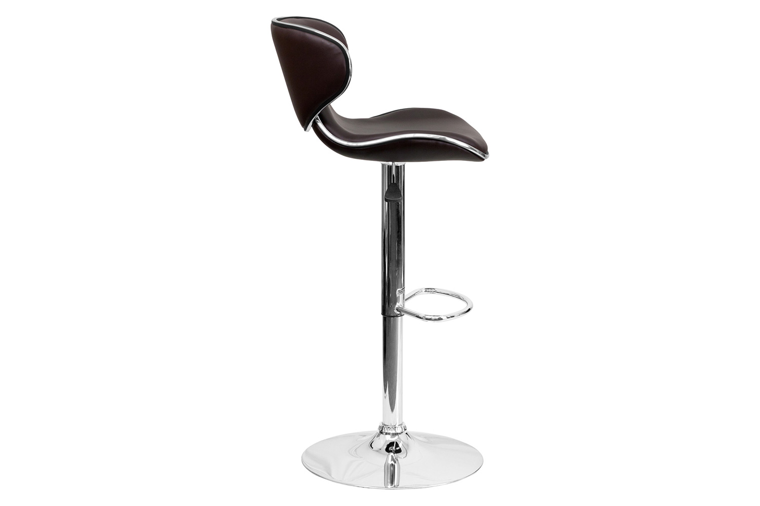 BLNK Devin Vinyl Cozy Mid-Back Adjustable Height Bar Stool with Chrome Base - Brown