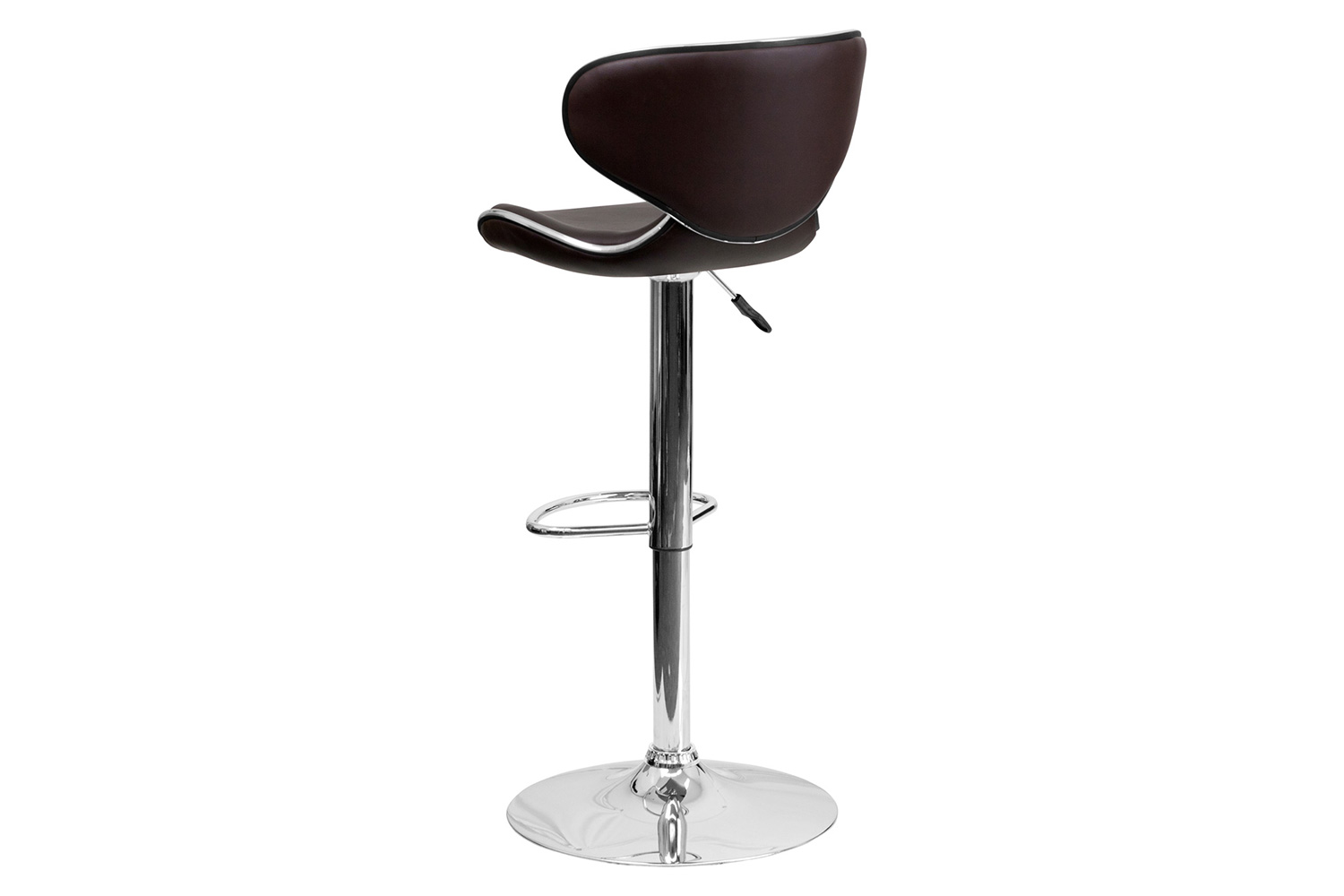 BLNK Devin Vinyl Cozy Mid-Back Adjustable Height Bar Stool with Chrome Base - Brown