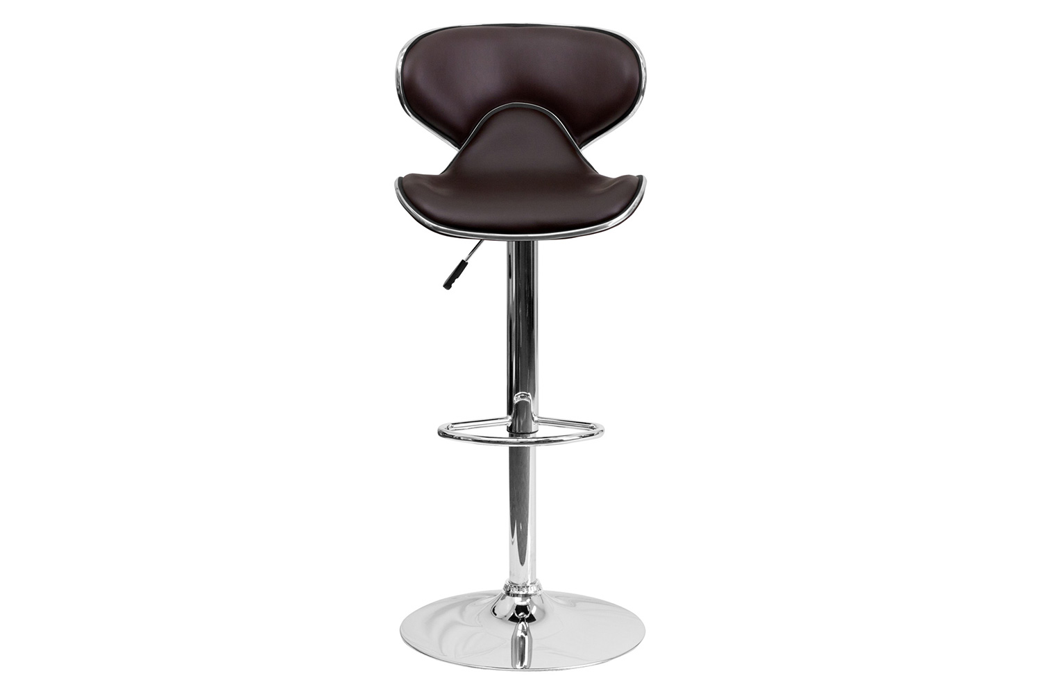 BLNK Devin Vinyl Cozy Mid-Back Adjustable Height Bar Stool with Chrome Base - Brown