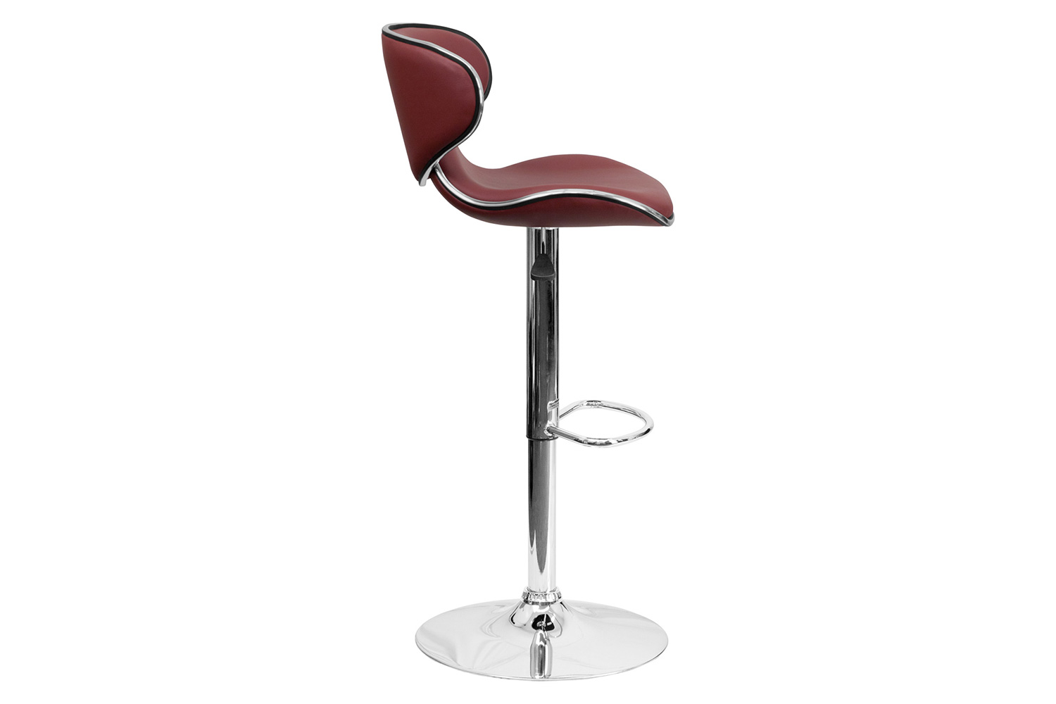 BLNK Devin Vinyl Cozy Mid-Back Adjustable Height Bar Stool with Chrome Base - Burgundy