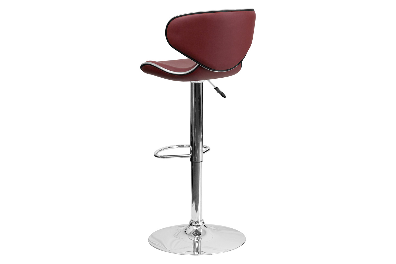 BLNK Devin Vinyl Cozy Mid-Back Adjustable Height Bar Stool with Chrome Base - Burgundy