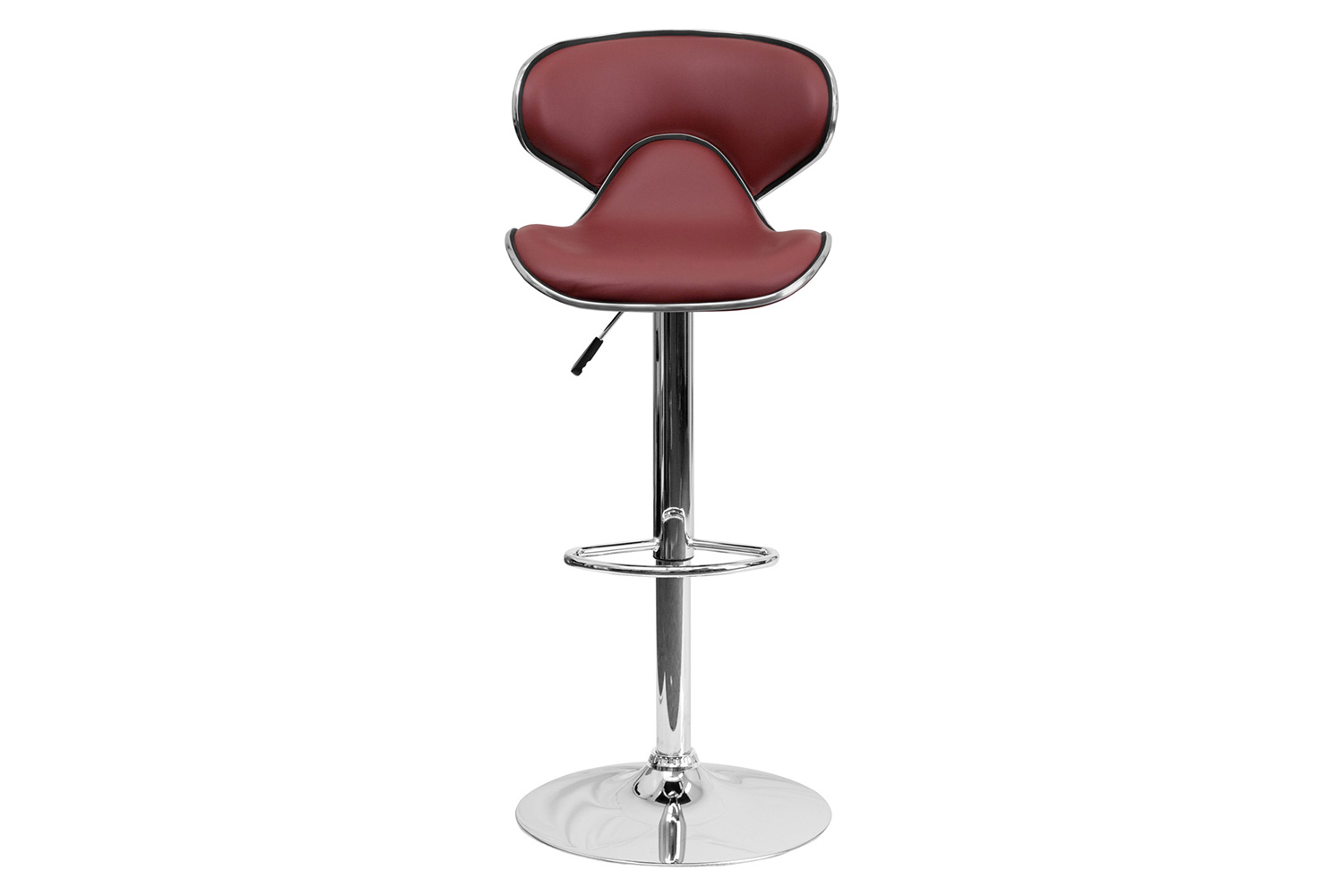 BLNK Devin Vinyl Cozy Mid-Back Adjustable Height Bar Stool with Chrome Base - Burgundy