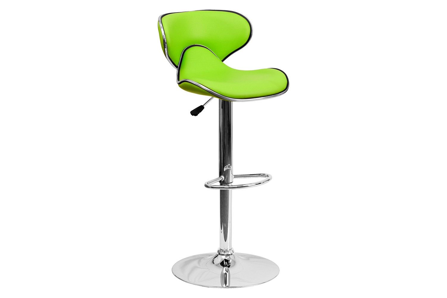 BLNK Devin Vinyl Cozy Mid-Back Adjustable Height Bar Stool with Chrome Base - Green