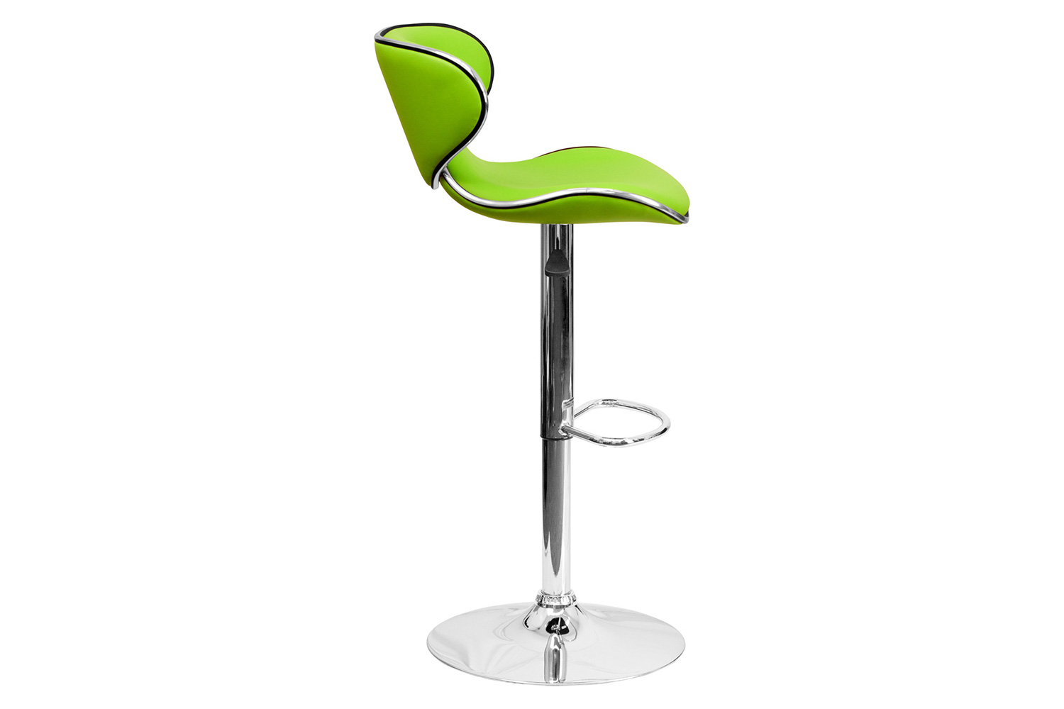 BLNK Devin Vinyl Cozy Mid-Back Adjustable Height Bar Stool with Chrome Base - Green