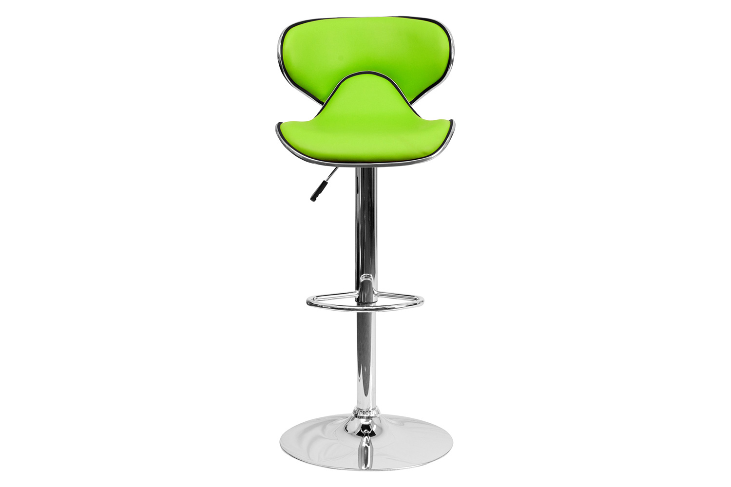BLNK Devin Vinyl Cozy Mid-Back Adjustable Height Bar Stool with Chrome Base - Green