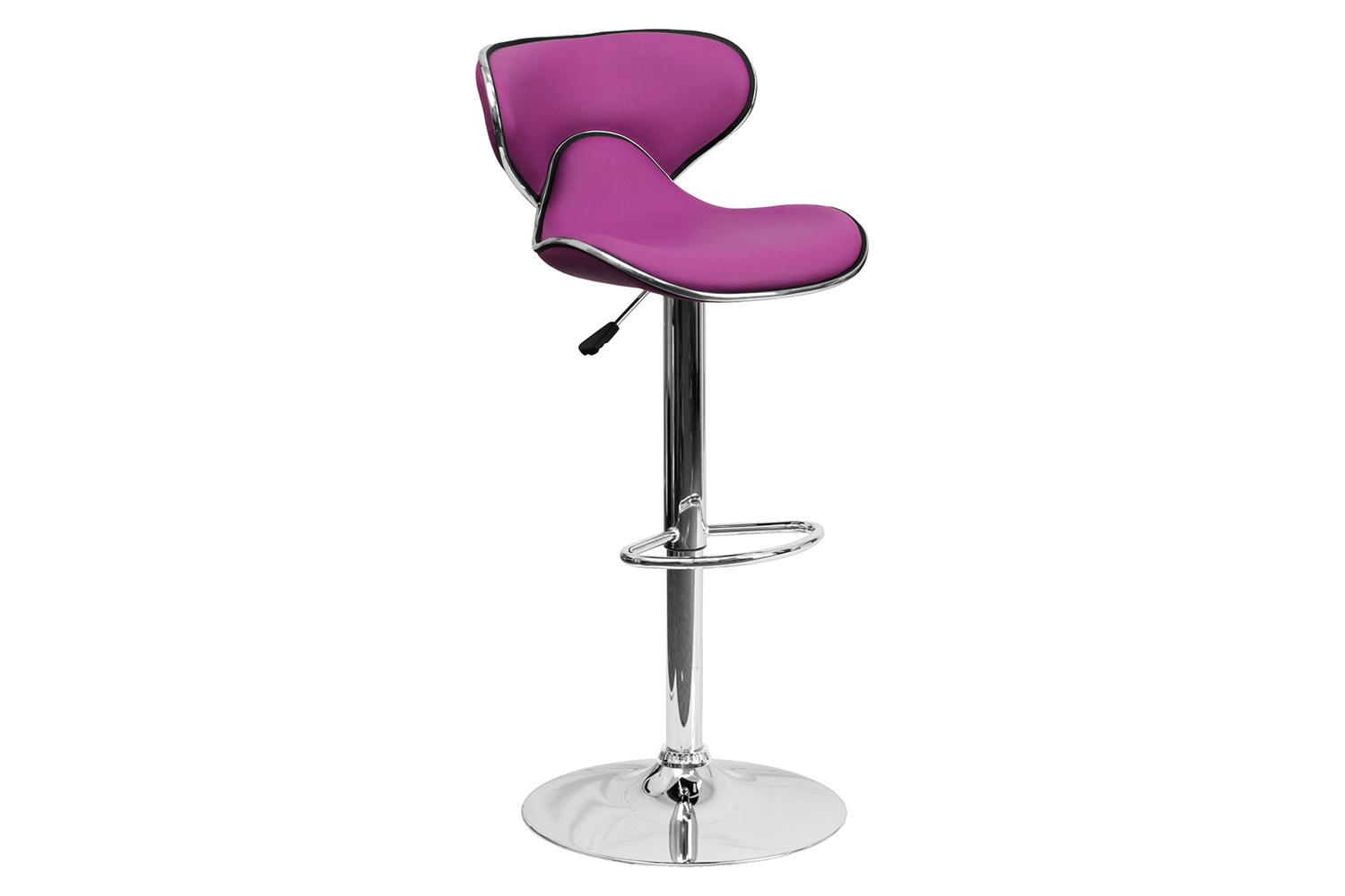 BLNK Devin Vinyl Cozy Mid-Back Adjustable Height Bar Stool with Chrome Base - Purple