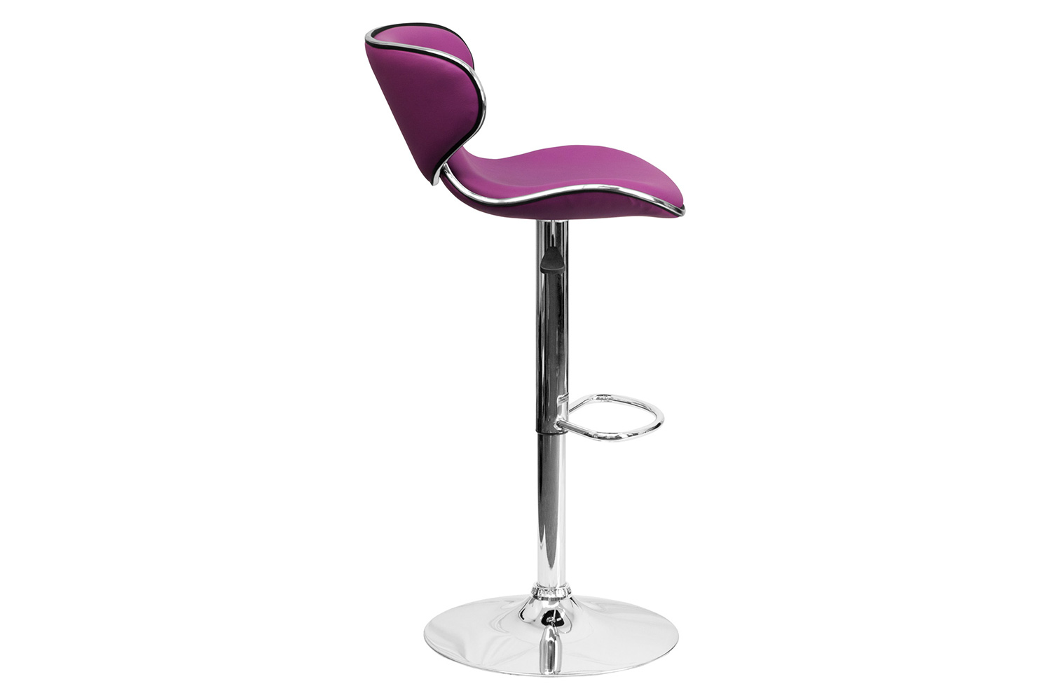 BLNK Devin Vinyl Cozy Mid-Back Adjustable Height Bar Stool with Chrome Base - Purple