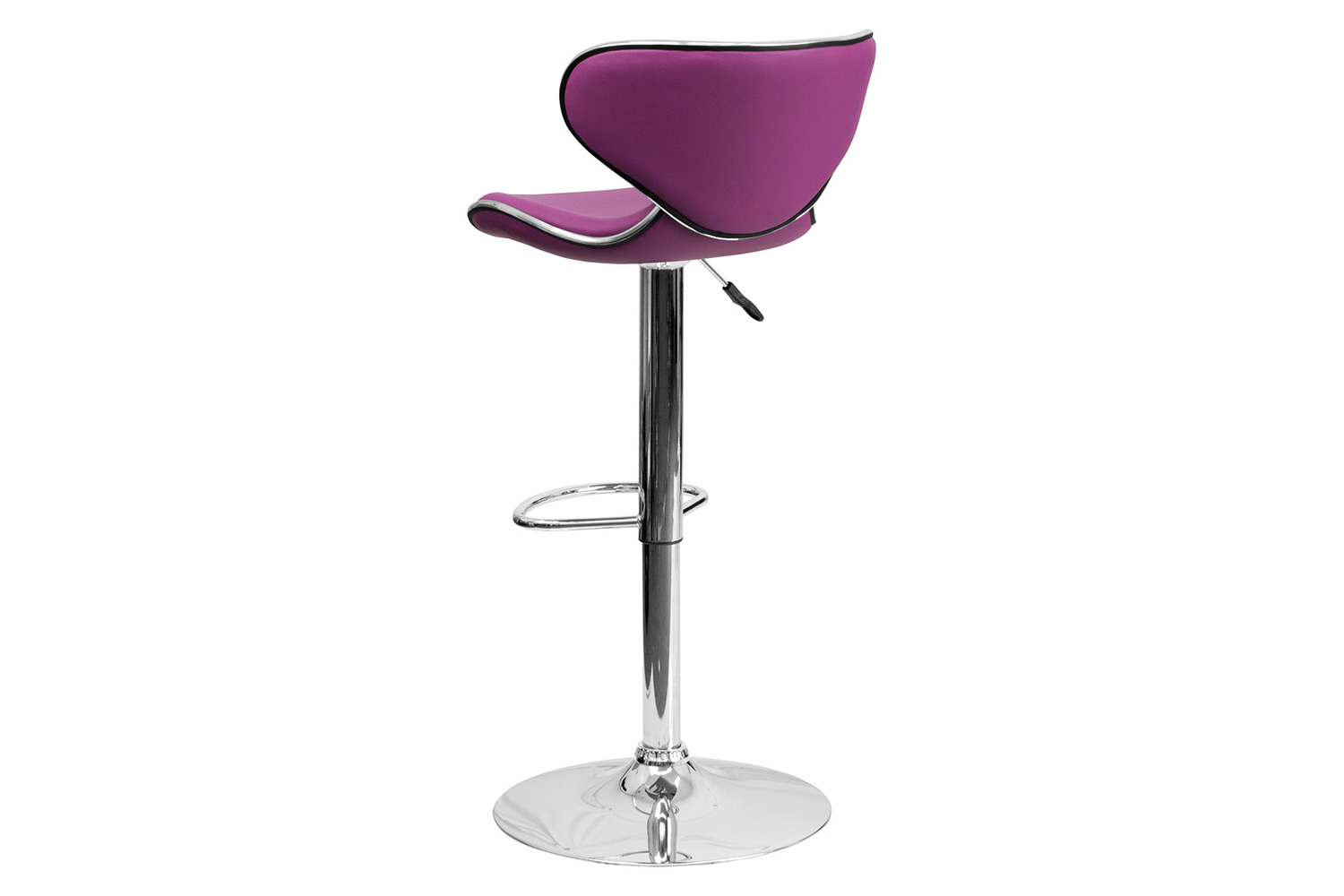 BLNK Devin Vinyl Cozy Mid-Back Adjustable Height Bar Stool with Chrome Base - Purple