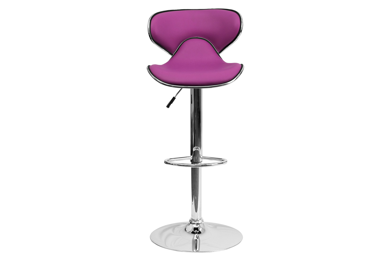 BLNK Devin Vinyl Cozy Mid-Back Adjustable Height Bar Stool with Chrome Base - Purple