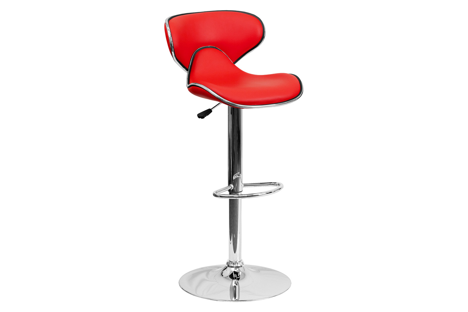BLNK Devin Vinyl Cozy Mid-Back Adjustable Height Bar Stool with Chrome Base - Red