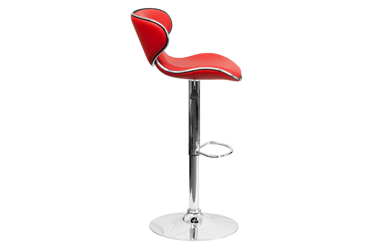 BLNK Devin Vinyl Cozy Mid-Back Adjustable Height Bar Stool with Chrome Base - Red