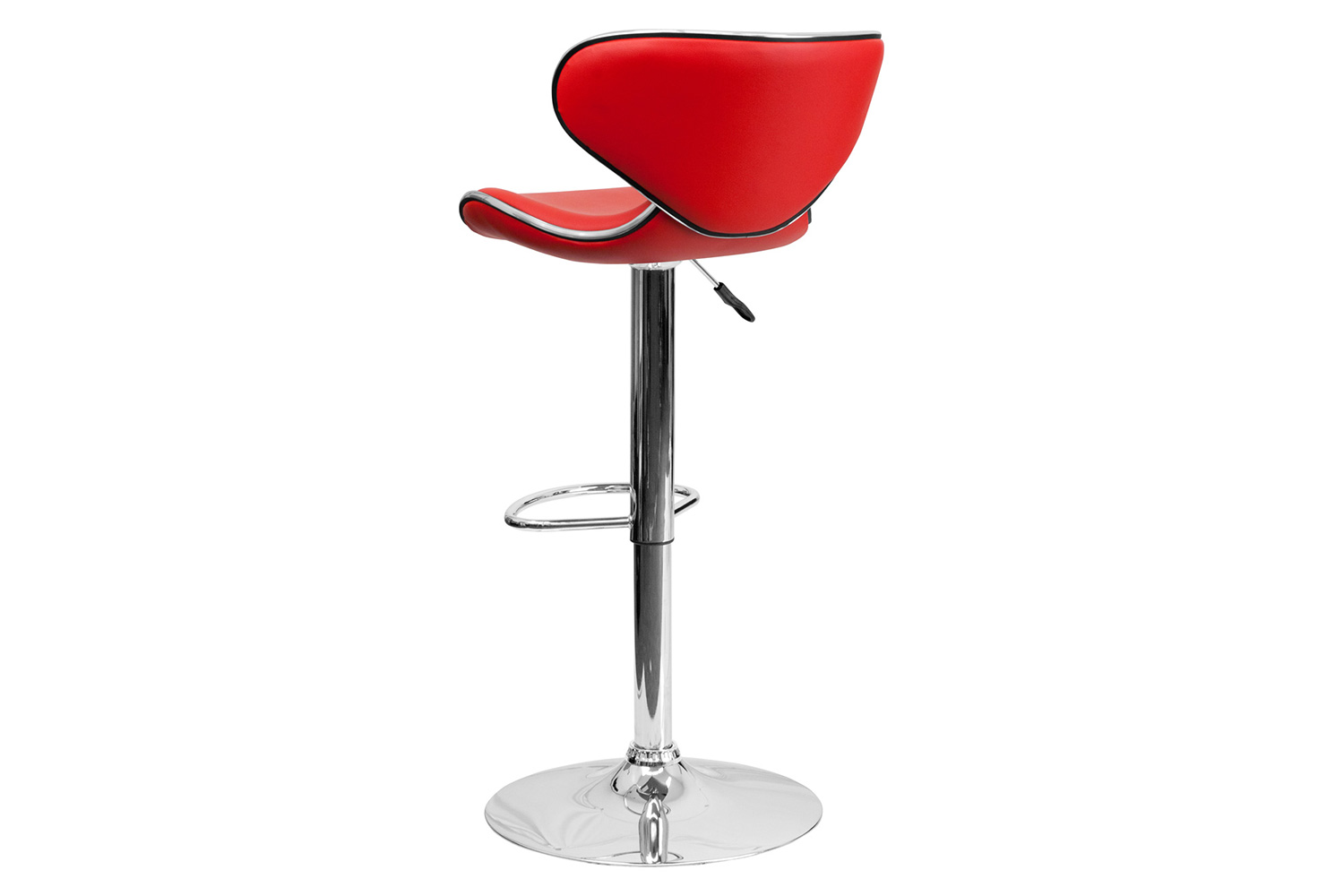 BLNK Devin Vinyl Cozy Mid-Back Adjustable Height Bar Stool with Chrome Base - Red