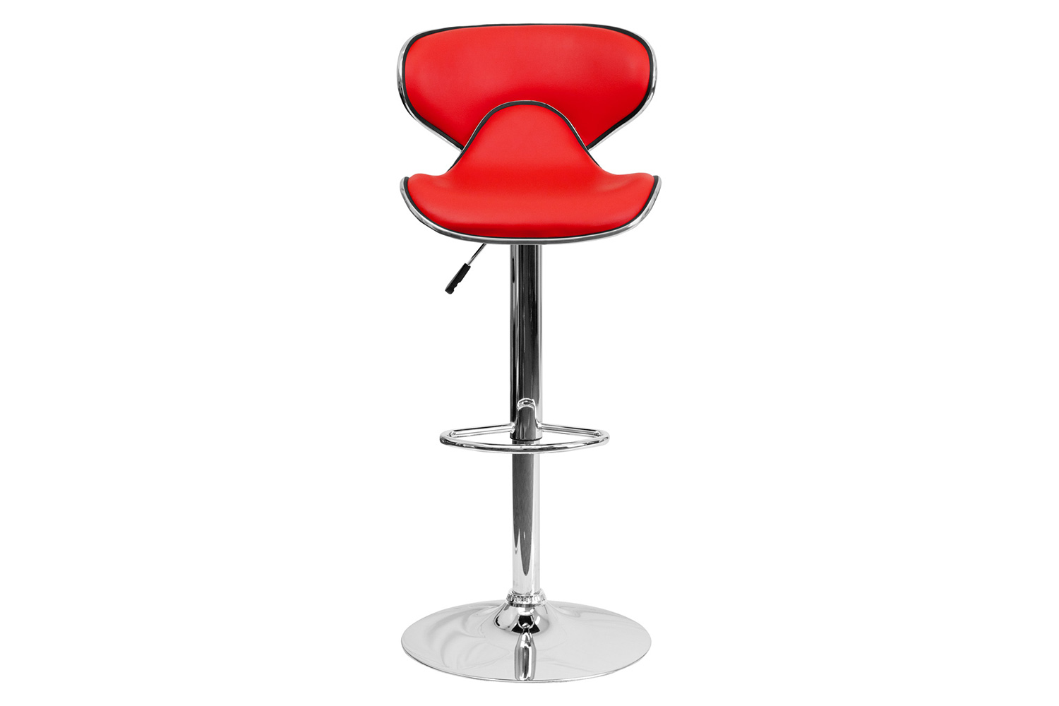 BLNK Devin Vinyl Cozy Mid-Back Adjustable Height Bar Stool with Chrome Base - Red