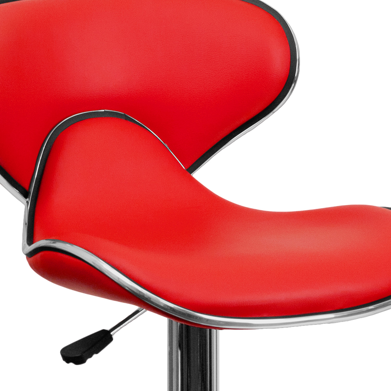 BLNK Devin Vinyl Cozy Mid-Back Adjustable Height Bar Stool with Chrome Base - Red