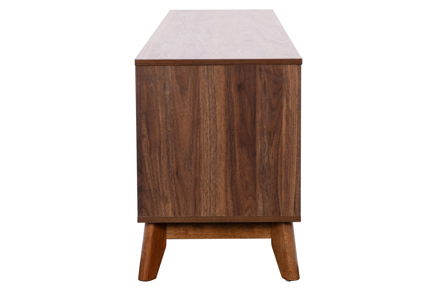 BLNK - Hatfield Mid-Century Modern TV Stand in Walnut for up to 65" TV's with Adjustable Center Shelf and Dual Soft Close Doors
