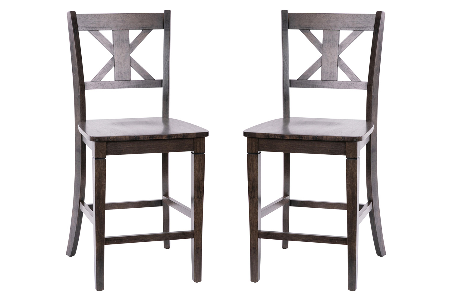 BLNK Gwendolyn Commercial Solid Wood Modern Farmhouse Counter Height Bar Stool Set of 2 - Gray Wash Walnut