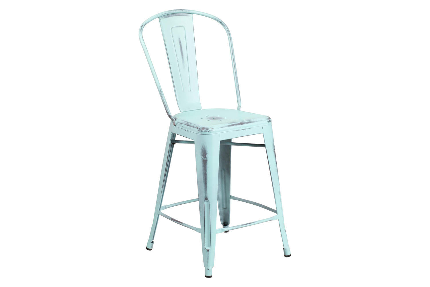 BLNK - Carly Commercial Metal Distressed Indoor-Outdoor Counter Height Stool