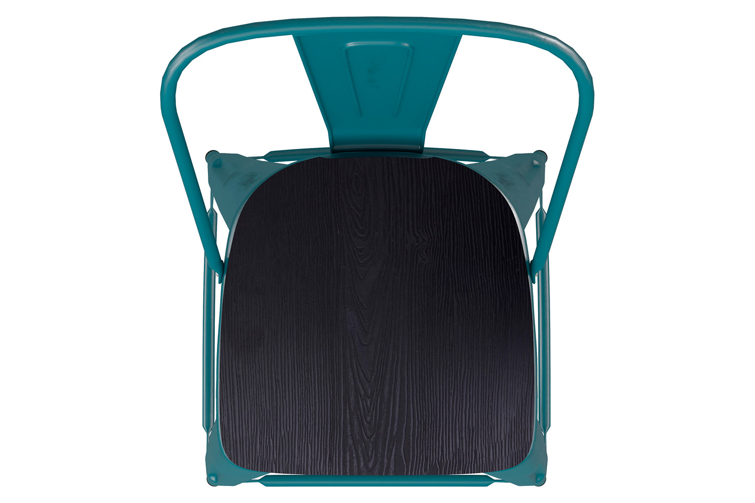 BLNK Carly Commercial Metal Indoor-Outdoor Counter Height Stool with Poly Resin Wood Seat - Kelly Blue-Teal/Black
