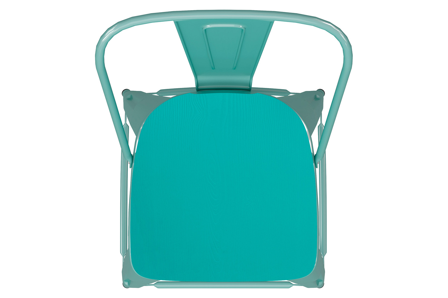 BLNK Carly Commercial Metal Indoor-Outdoor Counter Height Stool with Poly Resin Wood Seat - Mint Green
