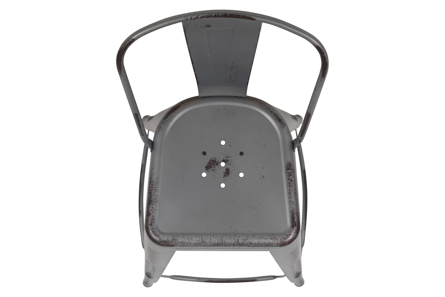 BLNK Carly Commercial Metal Distressed Indoor-Outdoor Counter Height Stool - Silver Gray