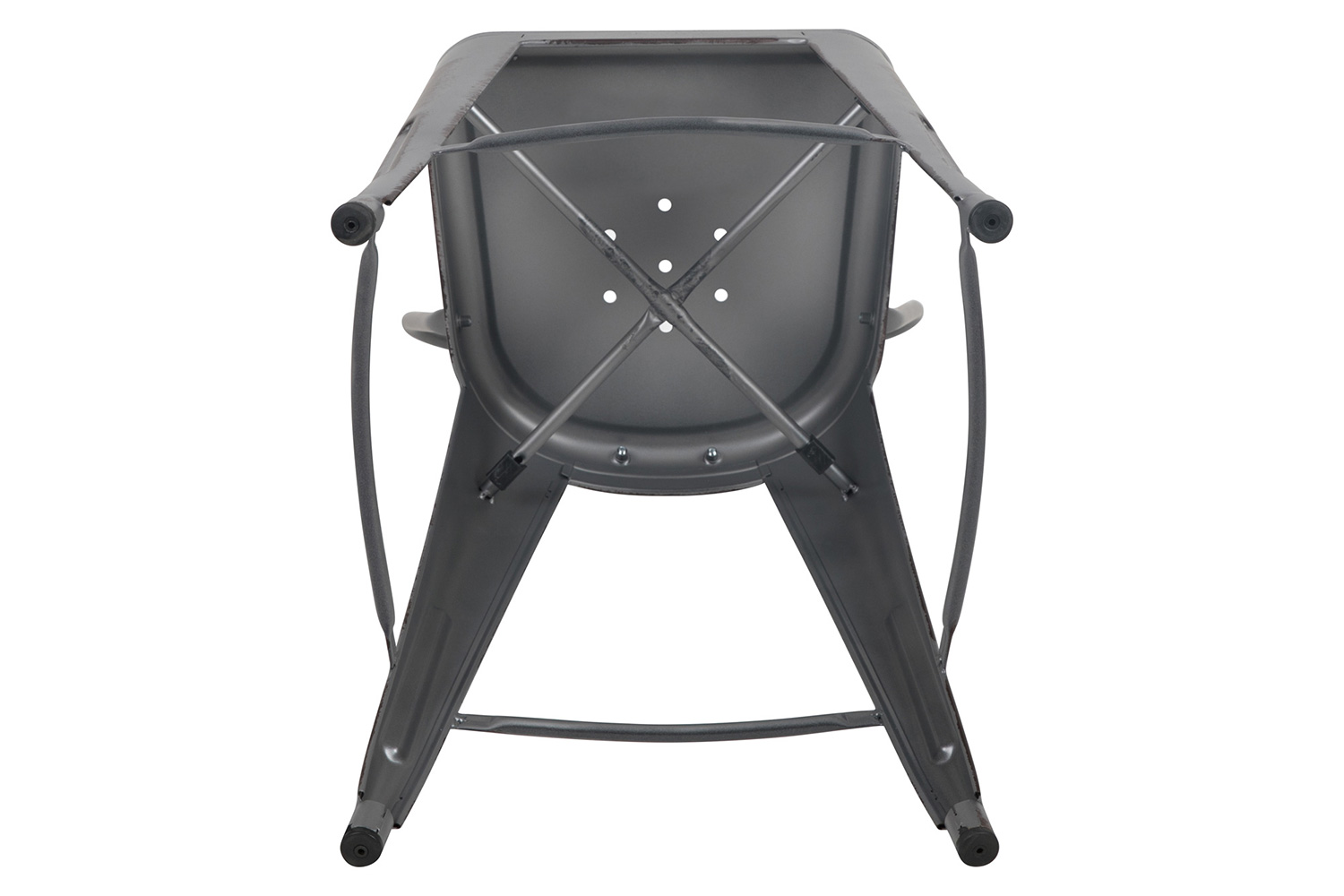 BLNK Carly Commercial Metal Distressed Indoor-Outdoor Counter Height Stool - Silver Gray