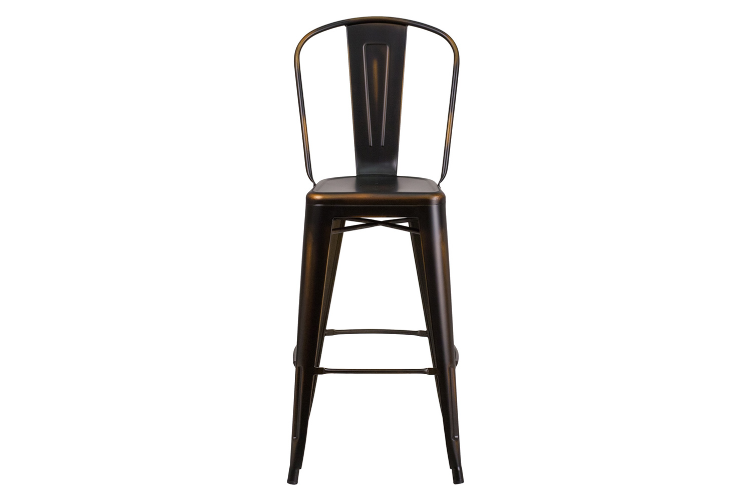 BLNK Cindy Commercial Metal Distressed Indoor-Outdoor Bar Stool with Back - Copper