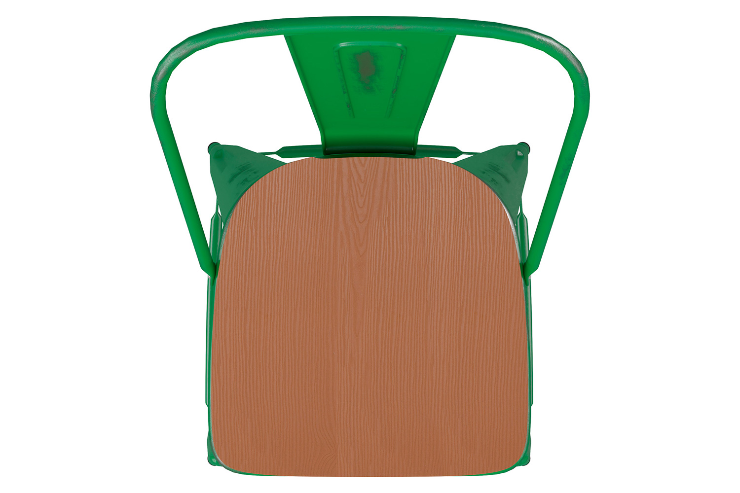 BLNK Carly Commercial Metal Indoor-Outdoor Bar Stool with Back with Poly Resin Wood Seat - Green/Teak