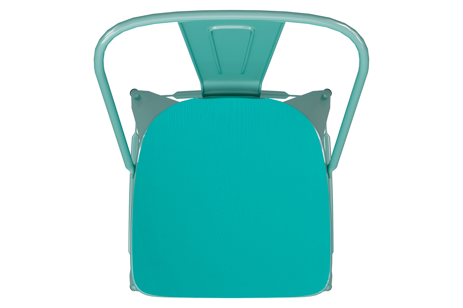 BLNK Carly Commercial Metal Indoor-Outdoor Bar Stool with Back with Poly Resin Wood Seat - Mint Green