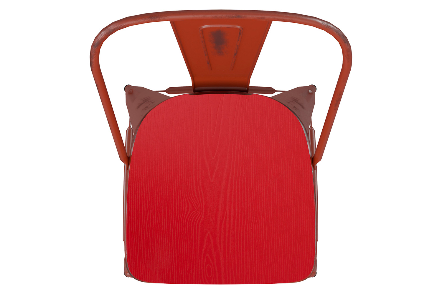 BLNK Carly Commercial Metal Indoor-Outdoor Bar Stool with Back with Poly Resin Wood Seat - Kelly Red/Red