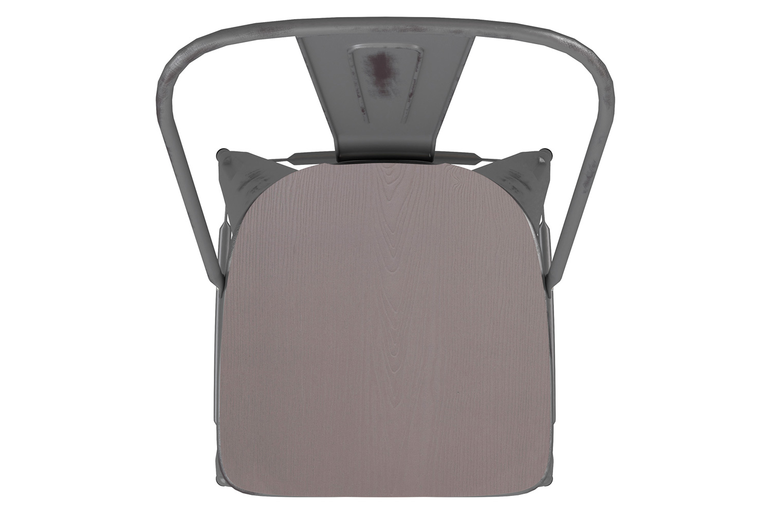 BLNK Carly Commercial Metal Indoor-Outdoor Bar Stool with Back with Poly Resin Wood Seat - Silver Gray/Gray