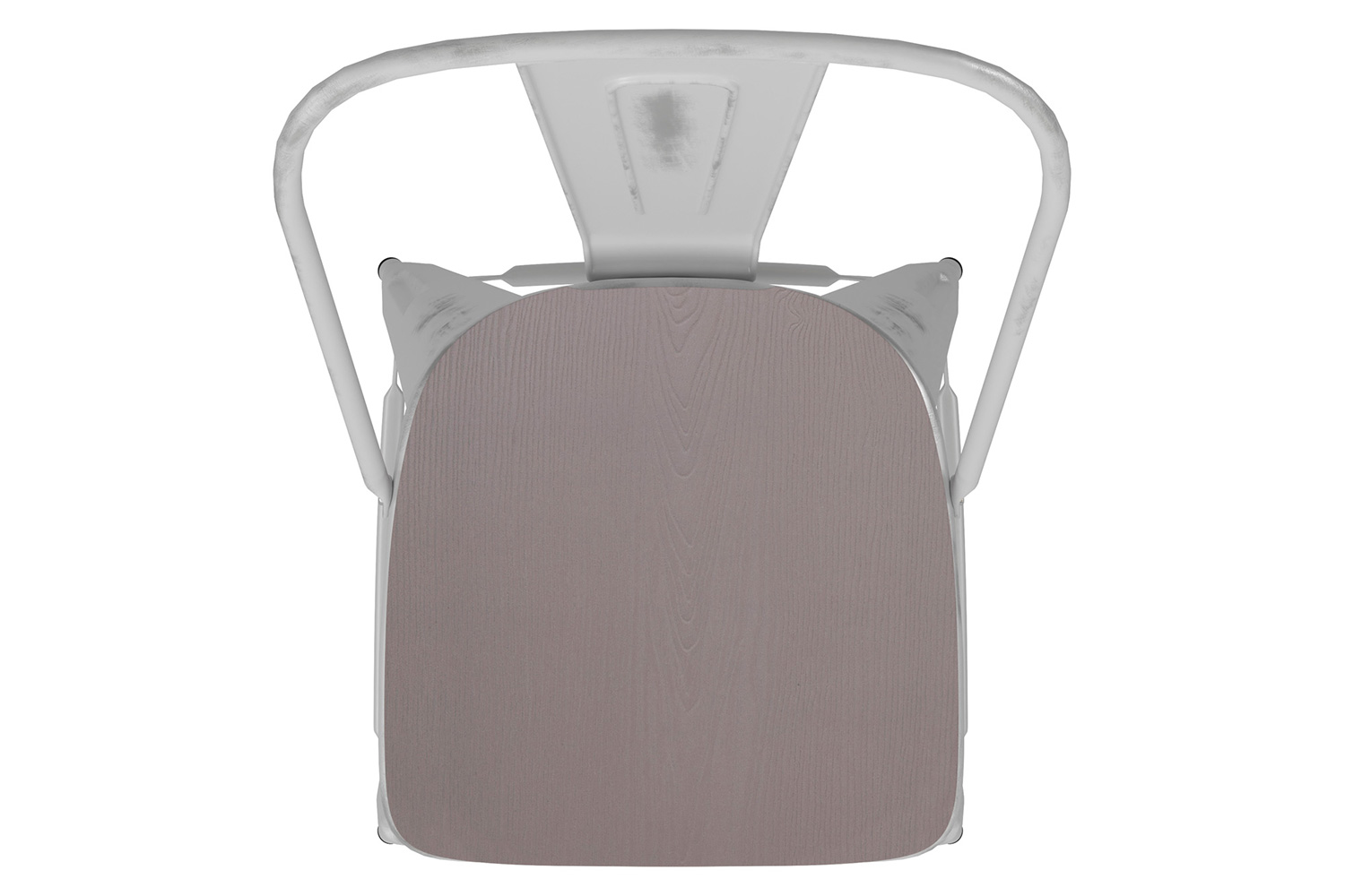 BLNK Carly Commercial Metal Indoor-Outdoor Bar Stool with Back with Poly Resin Wood Seat - White/Gray