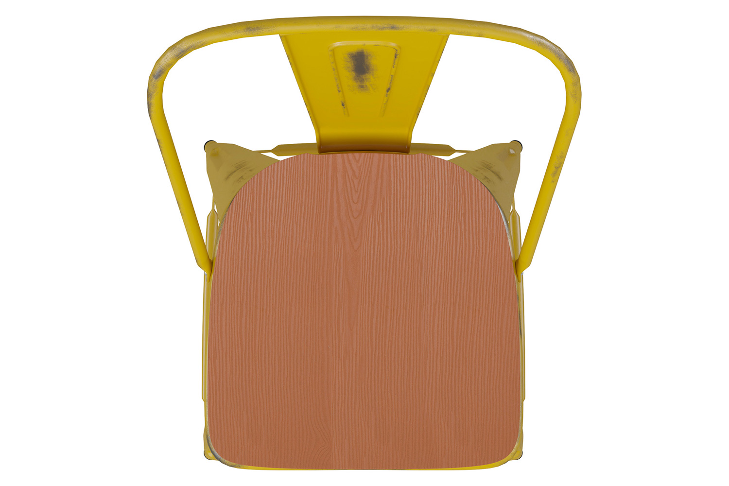 BLNK Carly Commercial Metal Indoor-Outdoor Bar Stool with Back with Poly Resin Wood Seat - Yellow/Teak