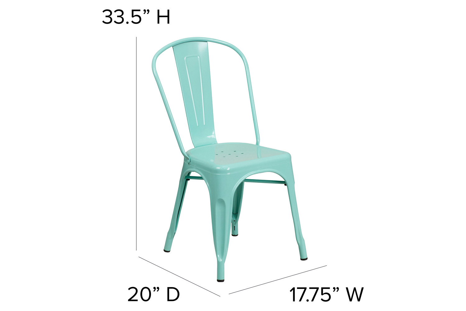 BLNK Tenley Commercial Metal Indoor-Outdoor Stackable Chair - Mint Green