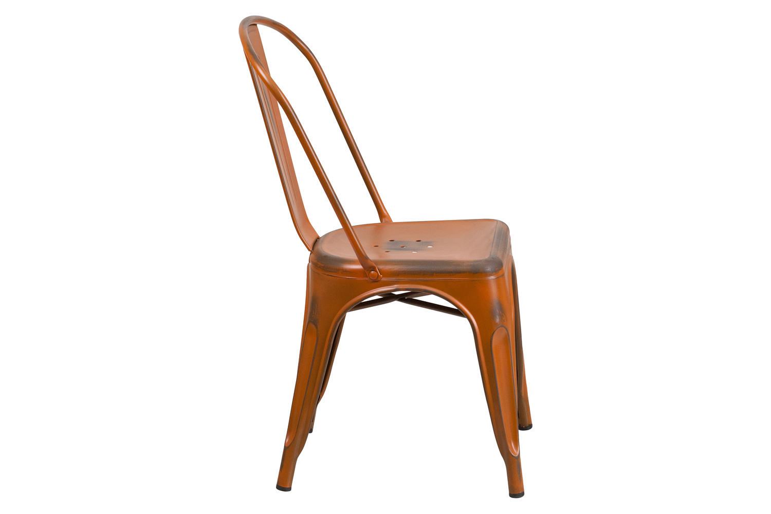 BLNK Tenley Commercial Metal Distressed Indoor-Outdoor Stackable Chair - Orange