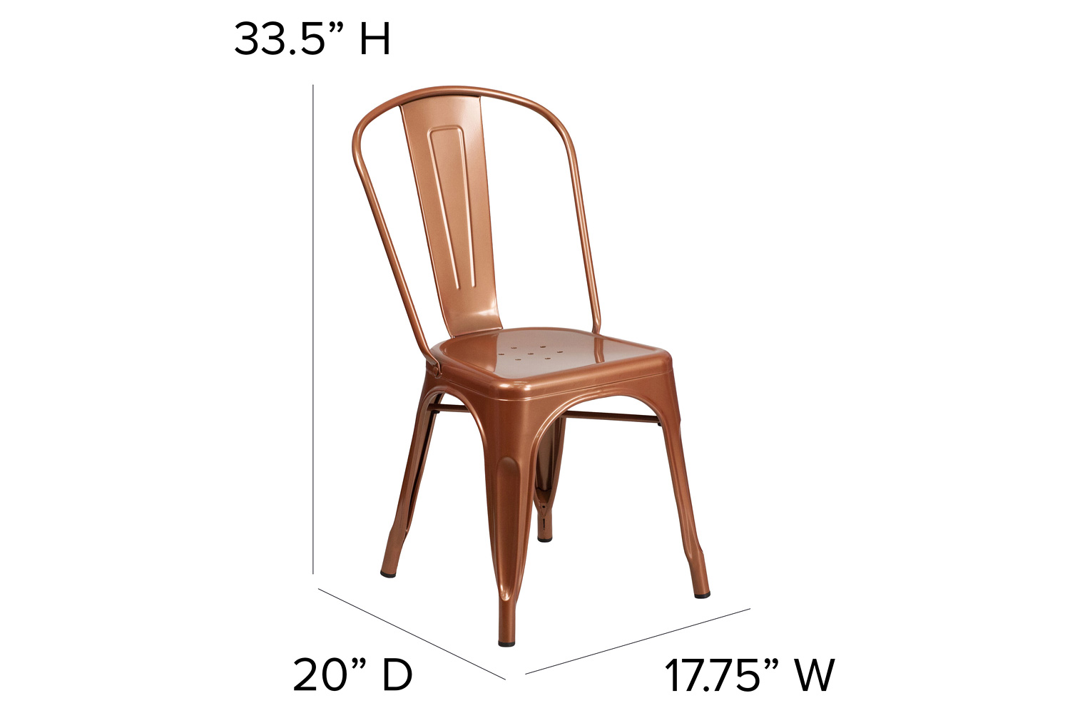 BLNK Tenley Commercial Metal Indoor-Outdoor Stackable Chair - Copper