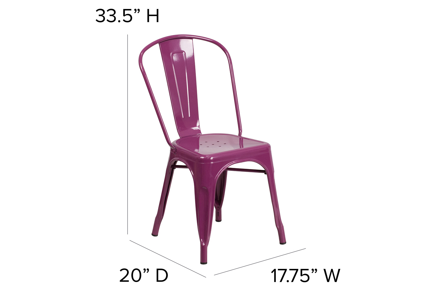 BLNK Tenley Commercial Metal Indoor-Outdoor Stackable Chair - Purple
