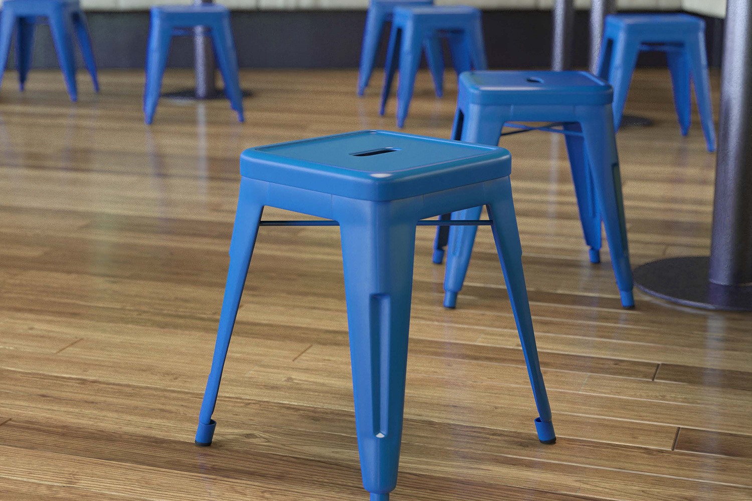 BLNK - Kai Commercial Indoor Metal Backless Stackable Table Height Dining Stool Set of 4