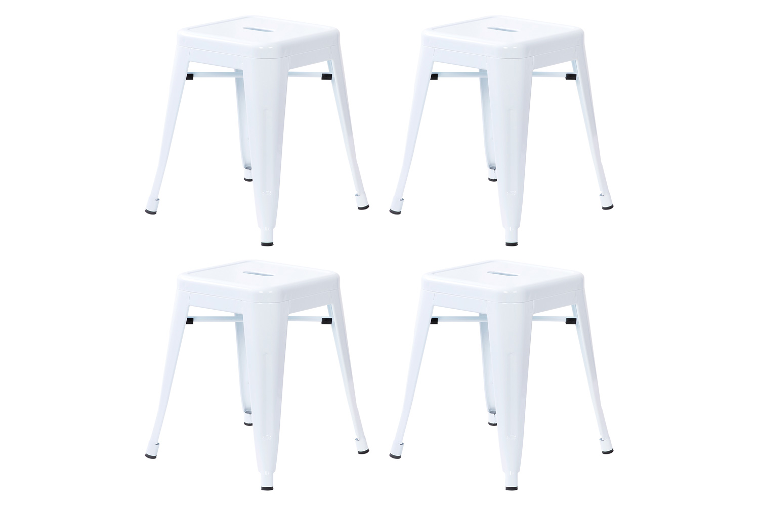 BLNK Kai Commercial Indoor Metal Backless Stackable Table Height Dining Stool Set of 4 - White