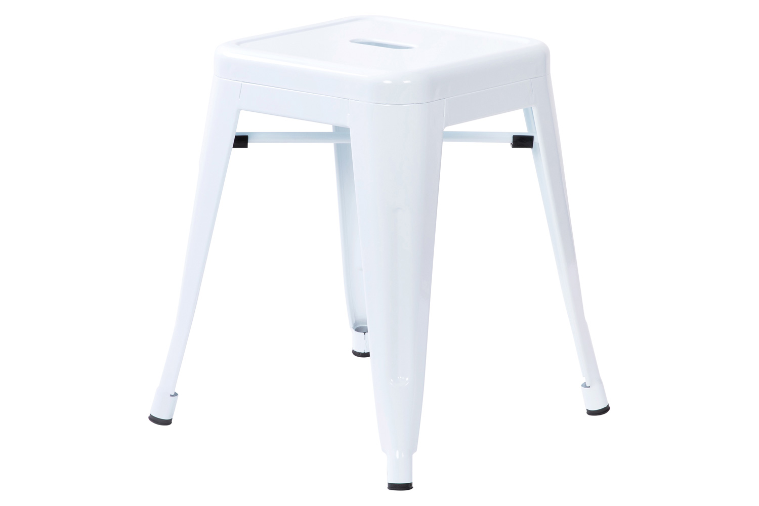BLNK Kai Commercial Indoor Metal Backless Stackable Table Height Dining Stool Set of 4 - White