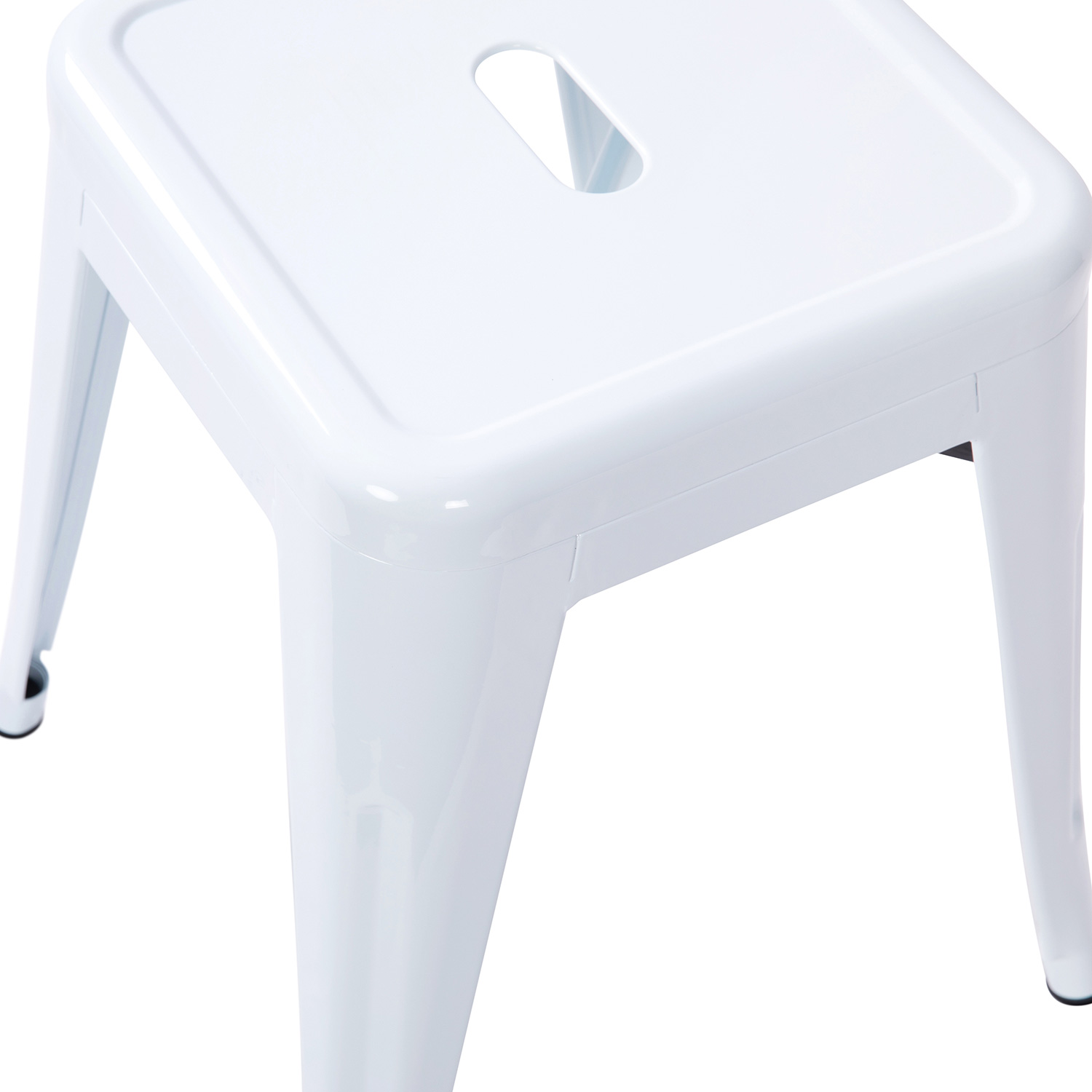 BLNK Kai Commercial Indoor Metal Backless Stackable Table Height Dining Stool Set of 4 - White