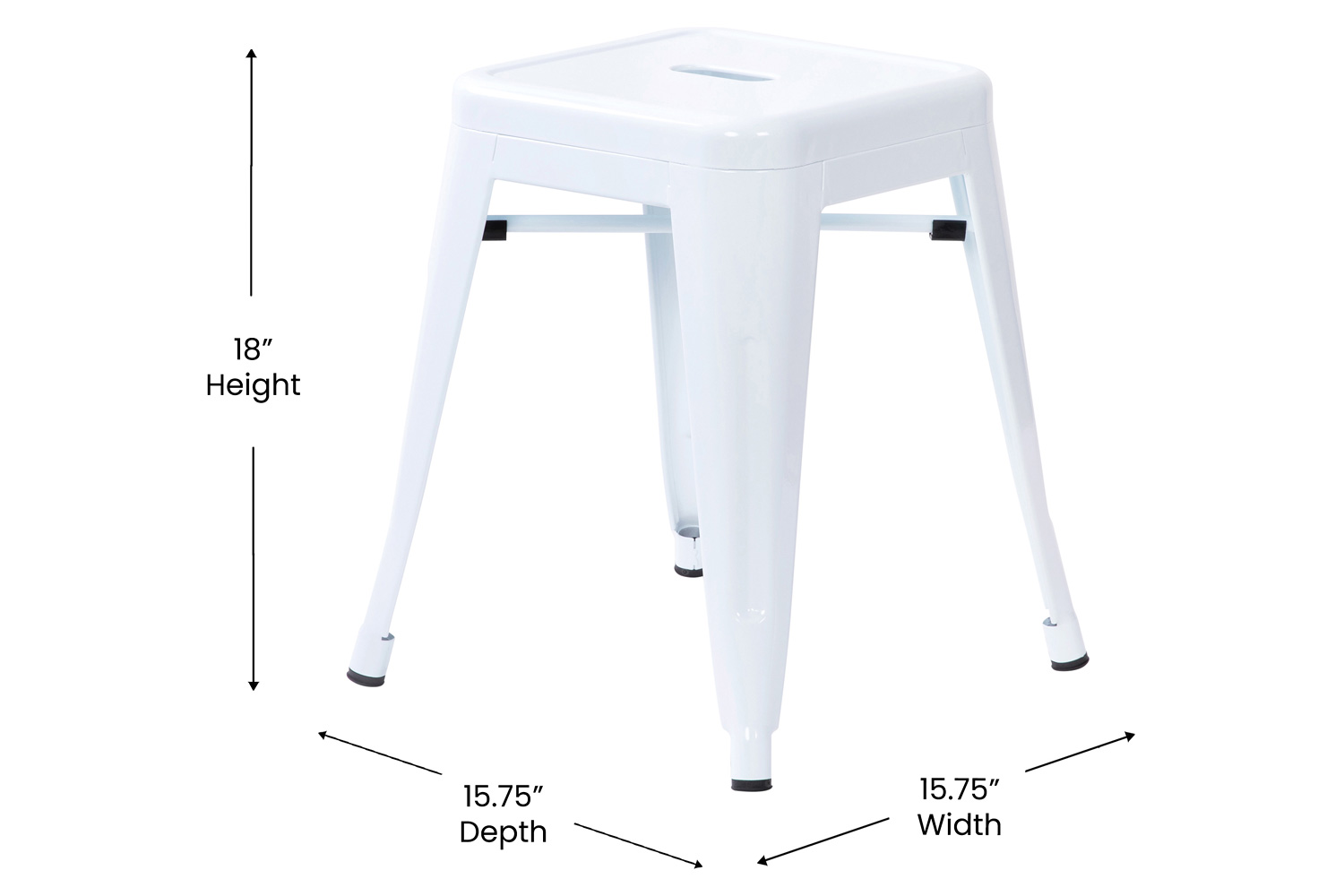 BLNK Kai Commercial Indoor Metal Backless Stackable Table Height Dining Stool Set of 4 - White