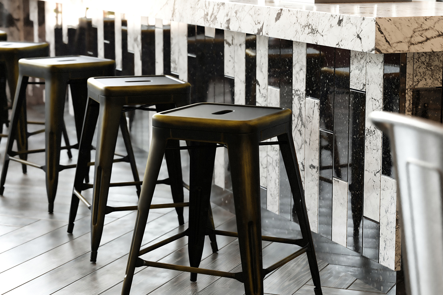 BLNK Kai Commercial Metal Backless Distressed Indoor-Outdoor Counter Height Stool - Copper