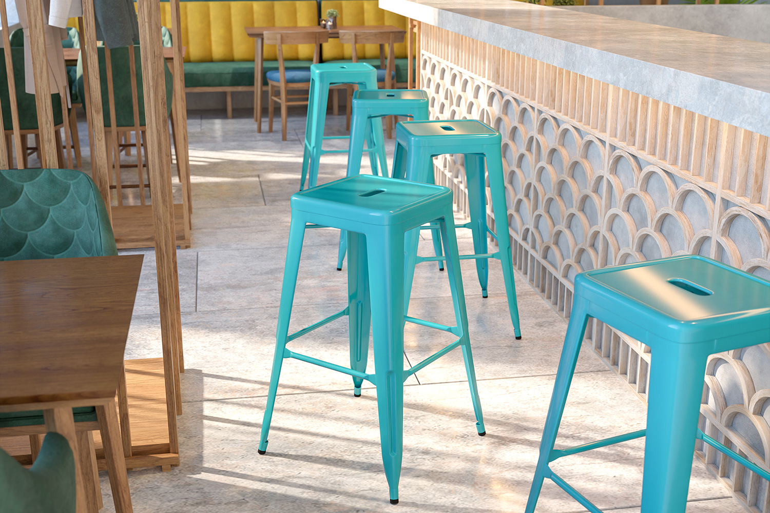 BLNK - Kai Commercial Backless Indoor-Outdoor Bar Stool
