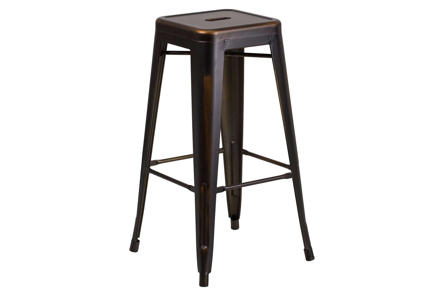 BLNK Kai Commercial Metal Backless Distressed Indoor-Outdoor Bar Stool - Copper