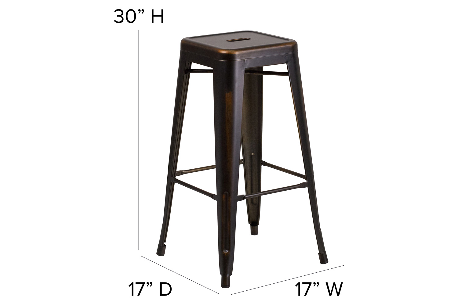 BLNK Kai Commercial Metal Backless Distressed Indoor-Outdoor Bar Stool - Copper