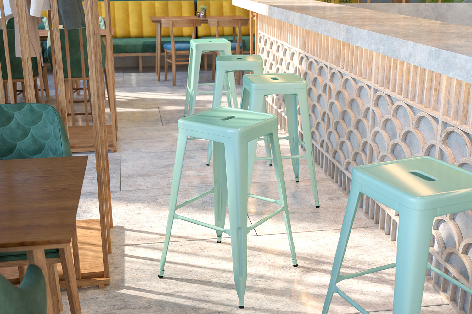 BLNK - Kai Commercial Backless Indoor-Outdoor Bar Stool